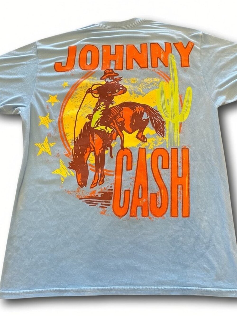 Officially Licensed Johnny Cash T-Shirt Blue Cotton Band Tee Size: M Medium NWOT